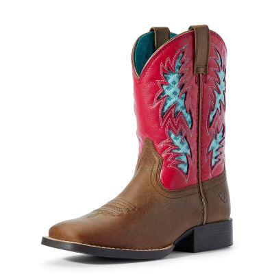 Ariat Cowboy VentTEK Kahverengi / Pembe Western Csizma Çocuk (27419-655)